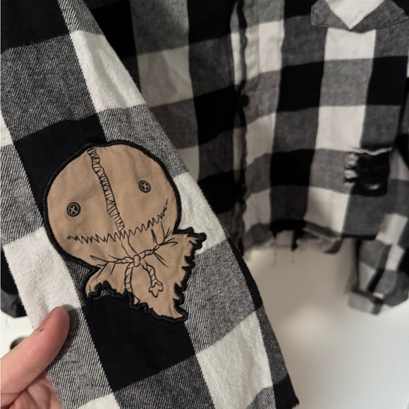 Black and White Trick-or-Treat Crop Long Sleeve - Picture 4 of 7